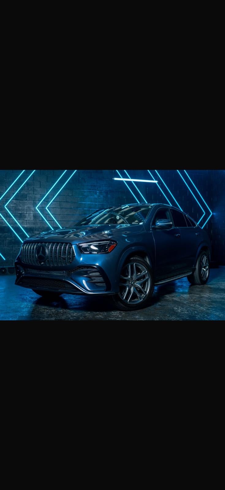 Mercedes GL SUV with blue neon lighting